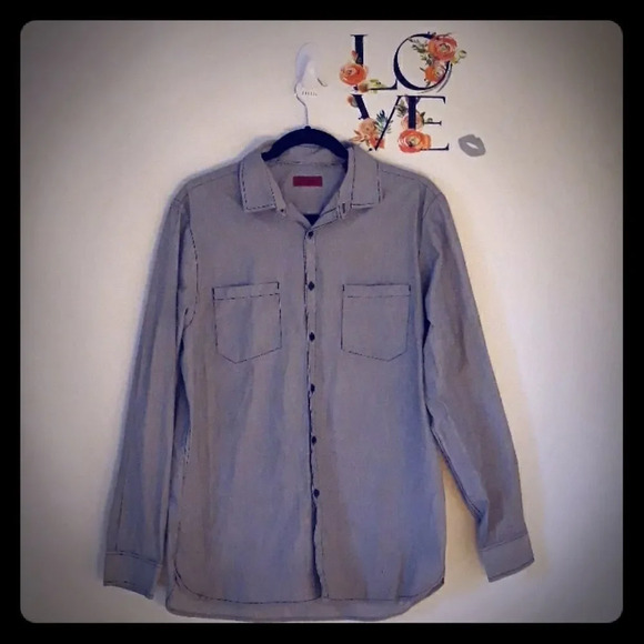 ALFANI Slim Fit Grey Button Down Shirt M - Picture 1 of 7